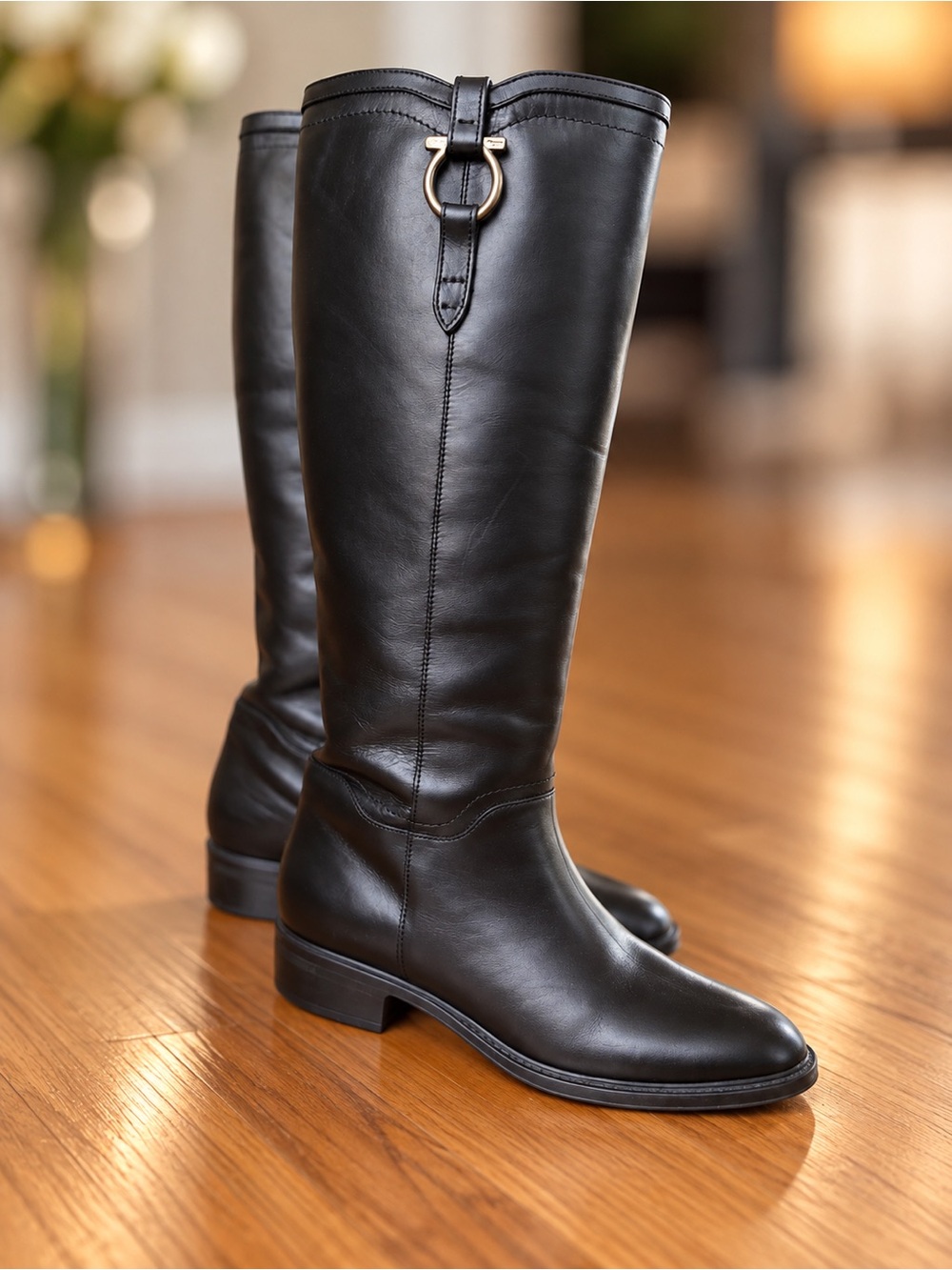 Salvatore Ferragamo - Classic Knee-High Riding Boots - Black